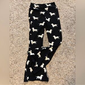 Black Leggings with White Dachshund Dog Print